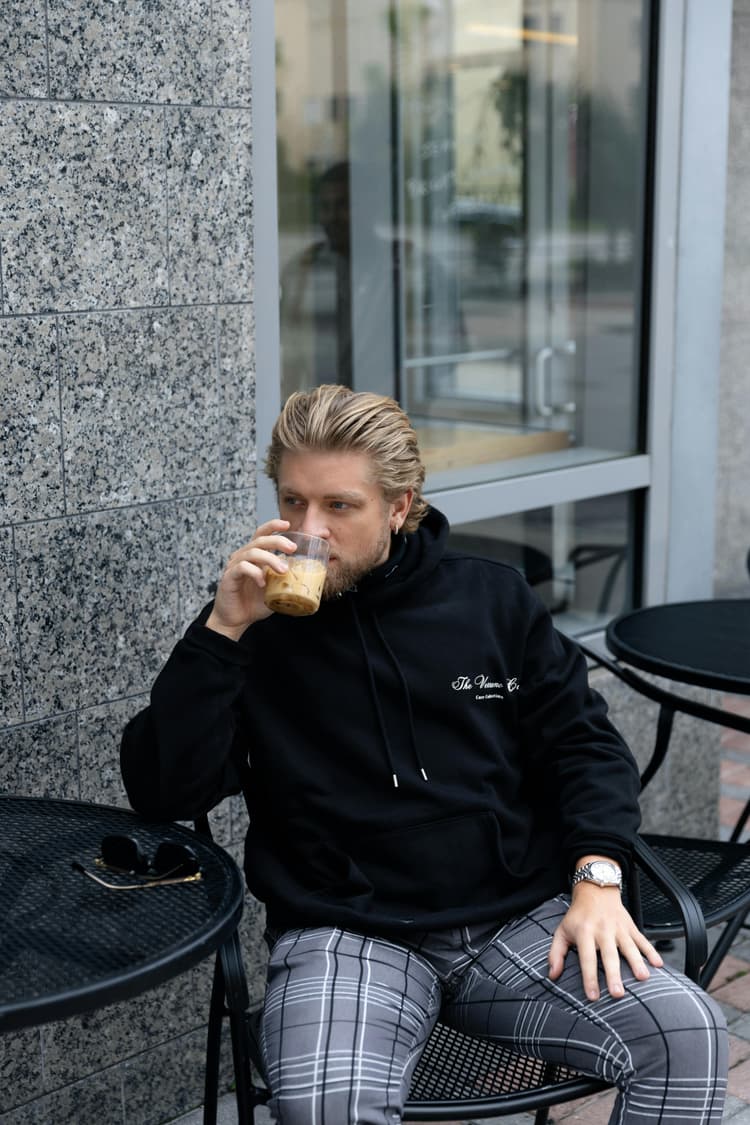 man drinking coffee